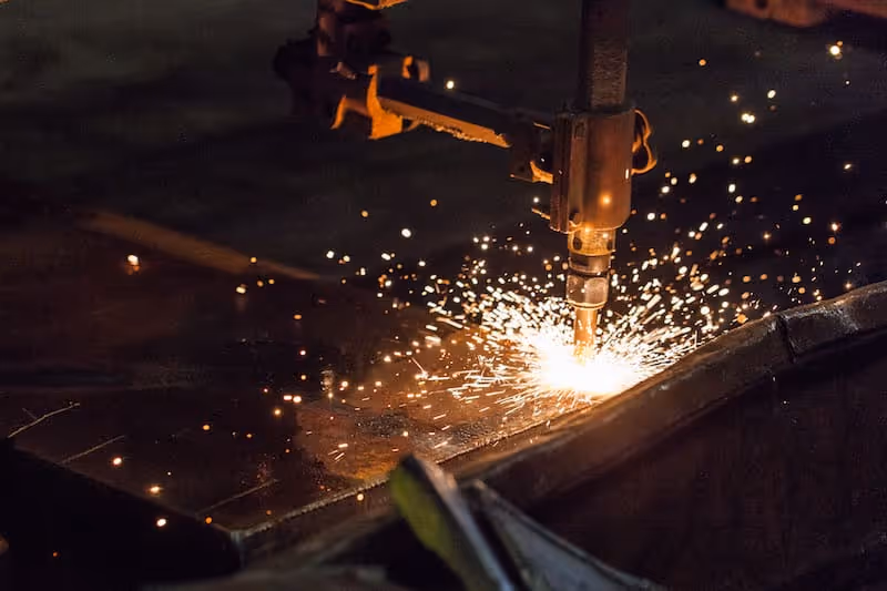 Steel sections and bars in the warehouse