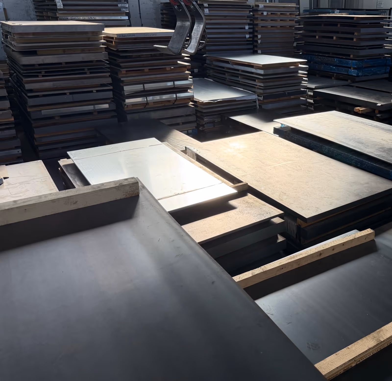 Pickled and galvanized sheets — stacks on pallets