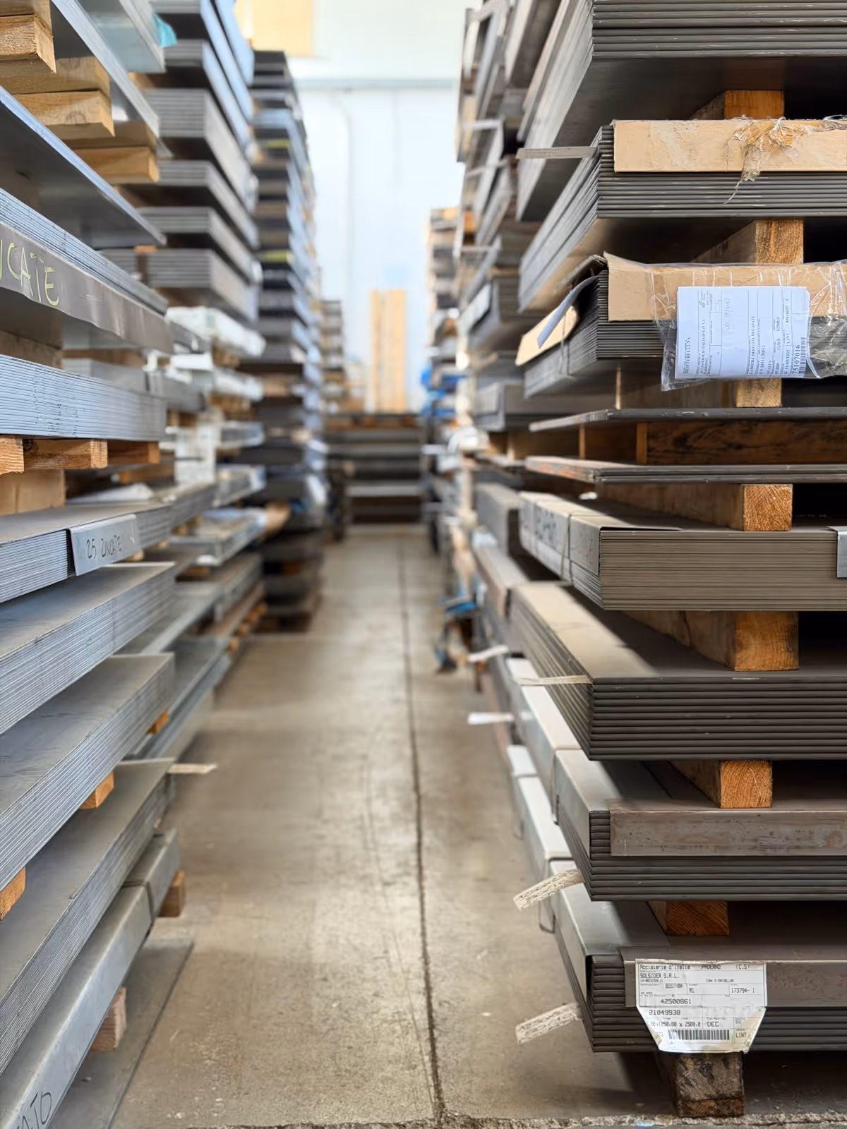 Sheet warehouse — assorted sizes and thicknesses